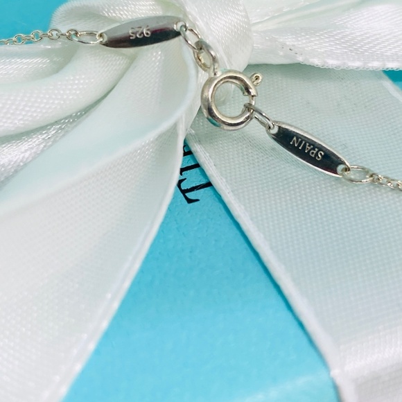 Tiffany & Co pink sapphire open heart necklace 925 Elsa Peretti  MSRP $850 - Picture 5 of 7